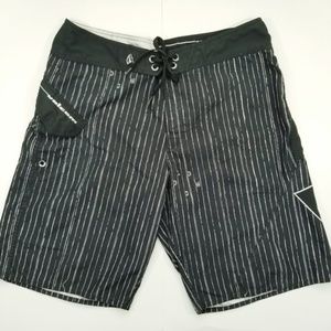 Volcom Mens Black Striped Board Shorts